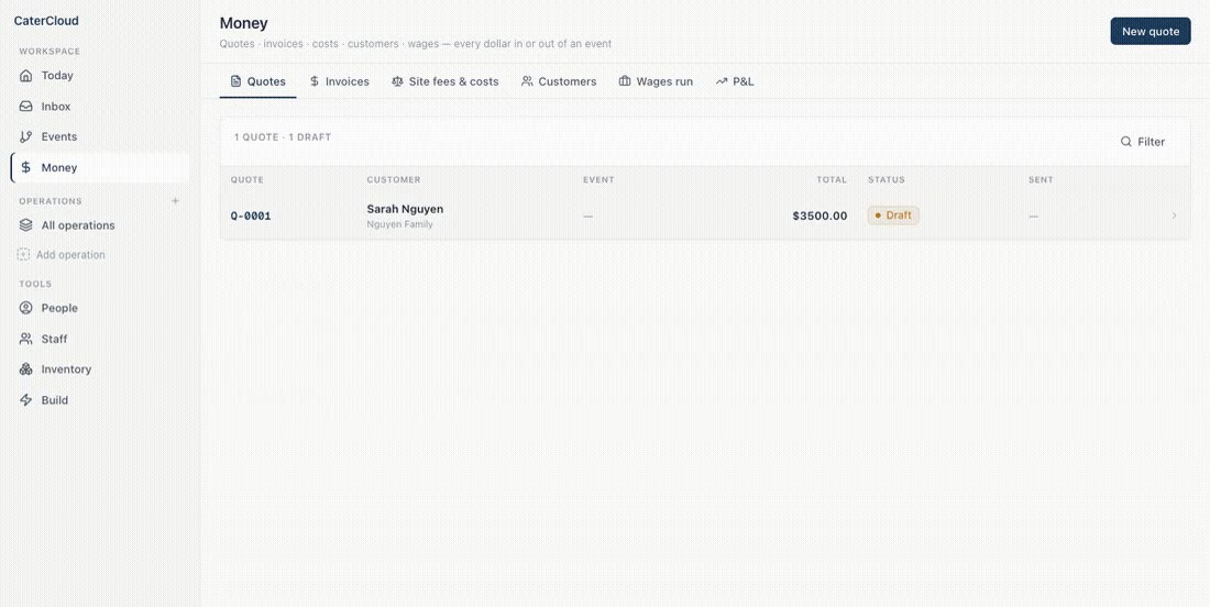 Quote, confirm & grow — product walkthrough